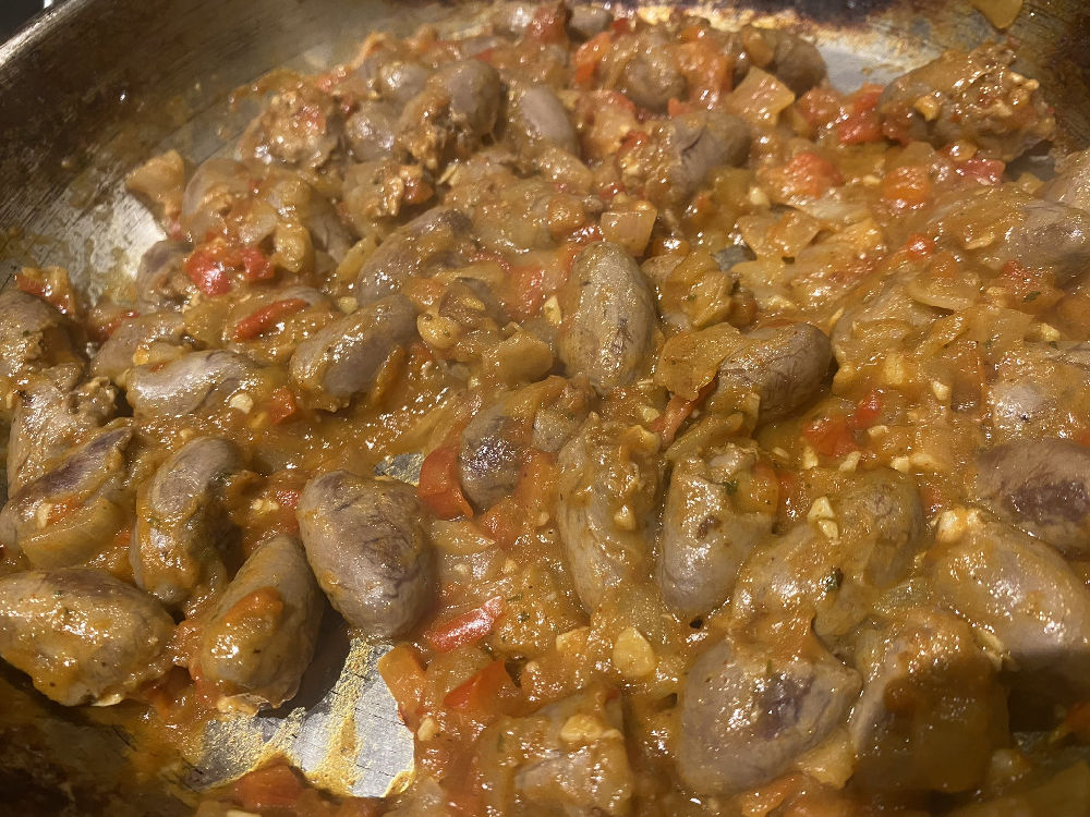 Cooking chicken hearts